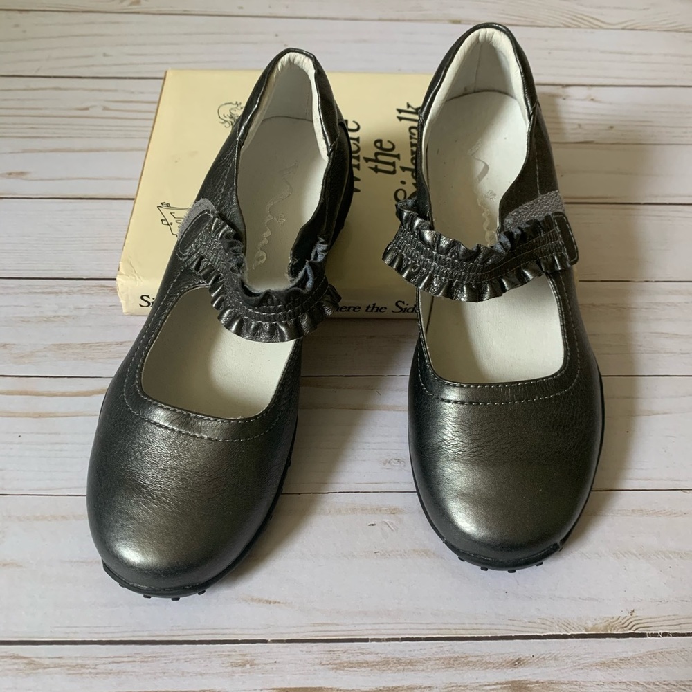 Nina kids 4Y pewter leather dress shoes